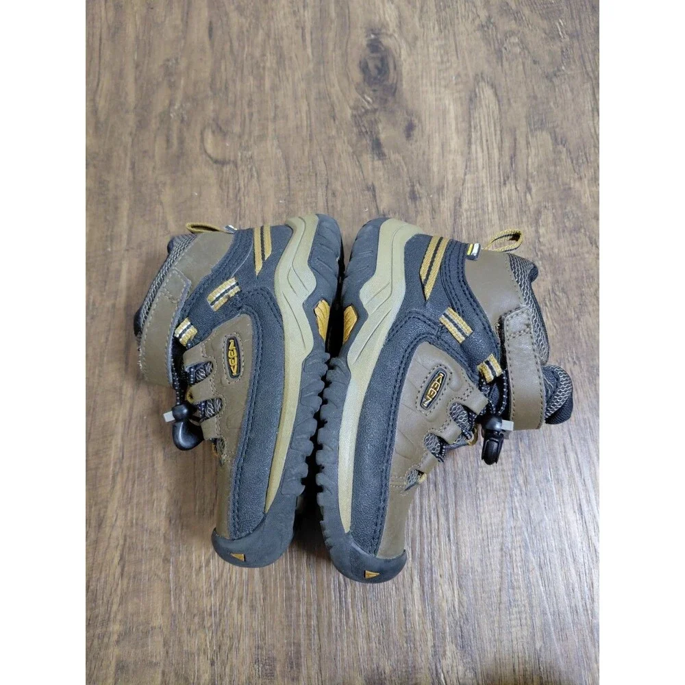 Keen Targhee Accents Boys Bungee Boots Shoes Size 8 Brown Black Leather